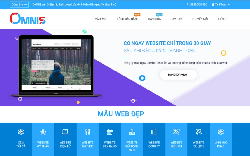 Website công ty thiết kế website OMNIS