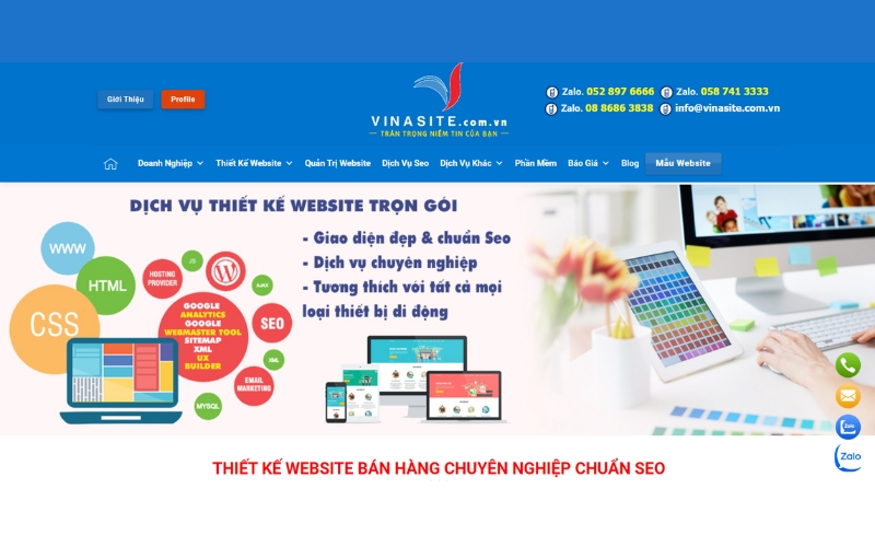 Website công ty thiết kế website VinaSite